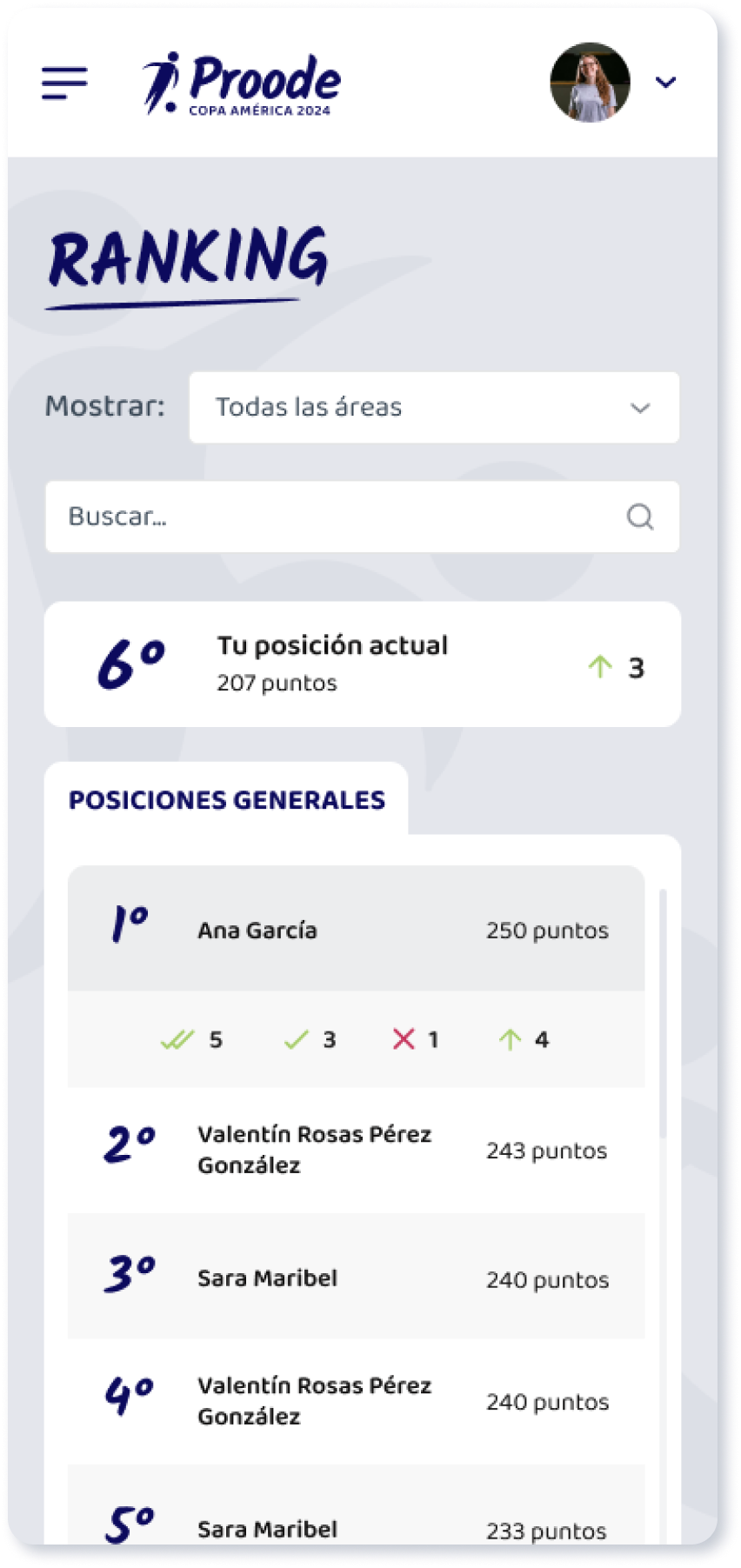 Los usuarios sumarán puntos al acertar las victorias, los empates y la cantidad exacta de goles de los equipos. El ganador de Proode será quien tenga la mayor cantidad de puntos en el ranking de tu empresa.